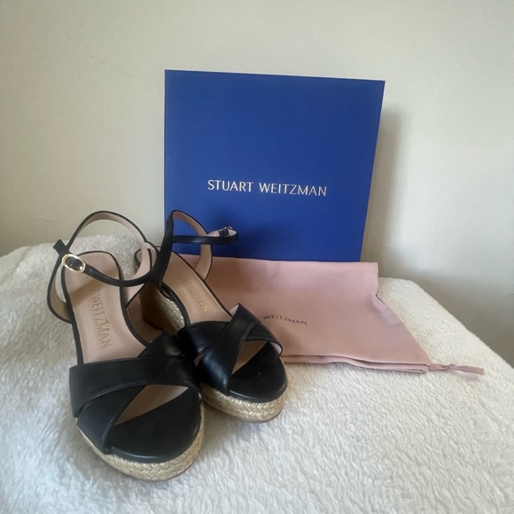 $375 STUART WEITZMAN ROSEMARIE ESPADRILLE WEDGE SANDAL BLACK 7B
Box/Dustbag incl - Picture 3 of 5
